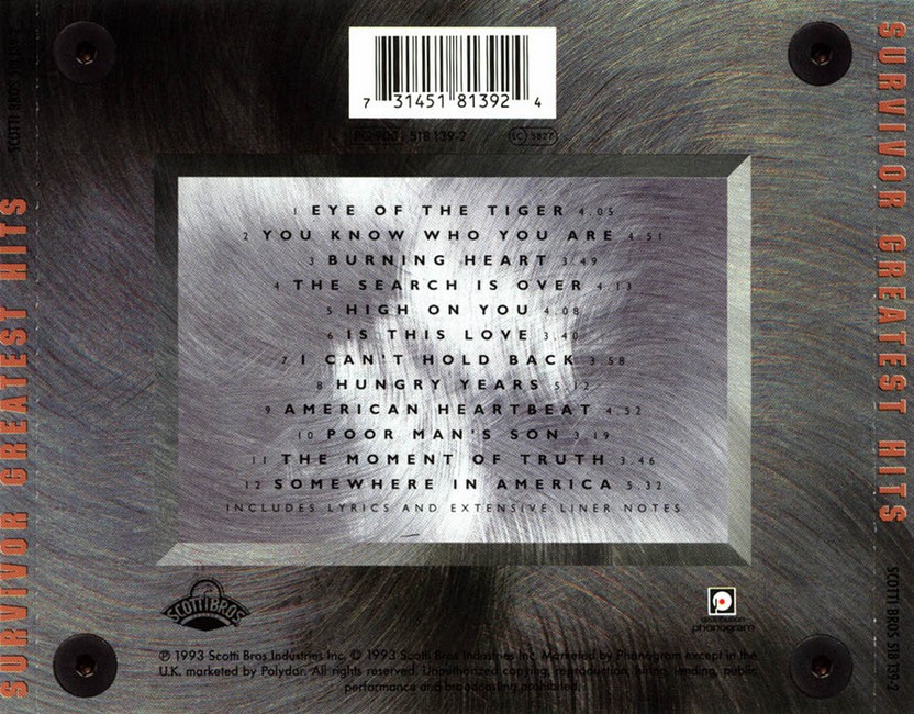 Survivor  Greatest Hits (1993) : Back